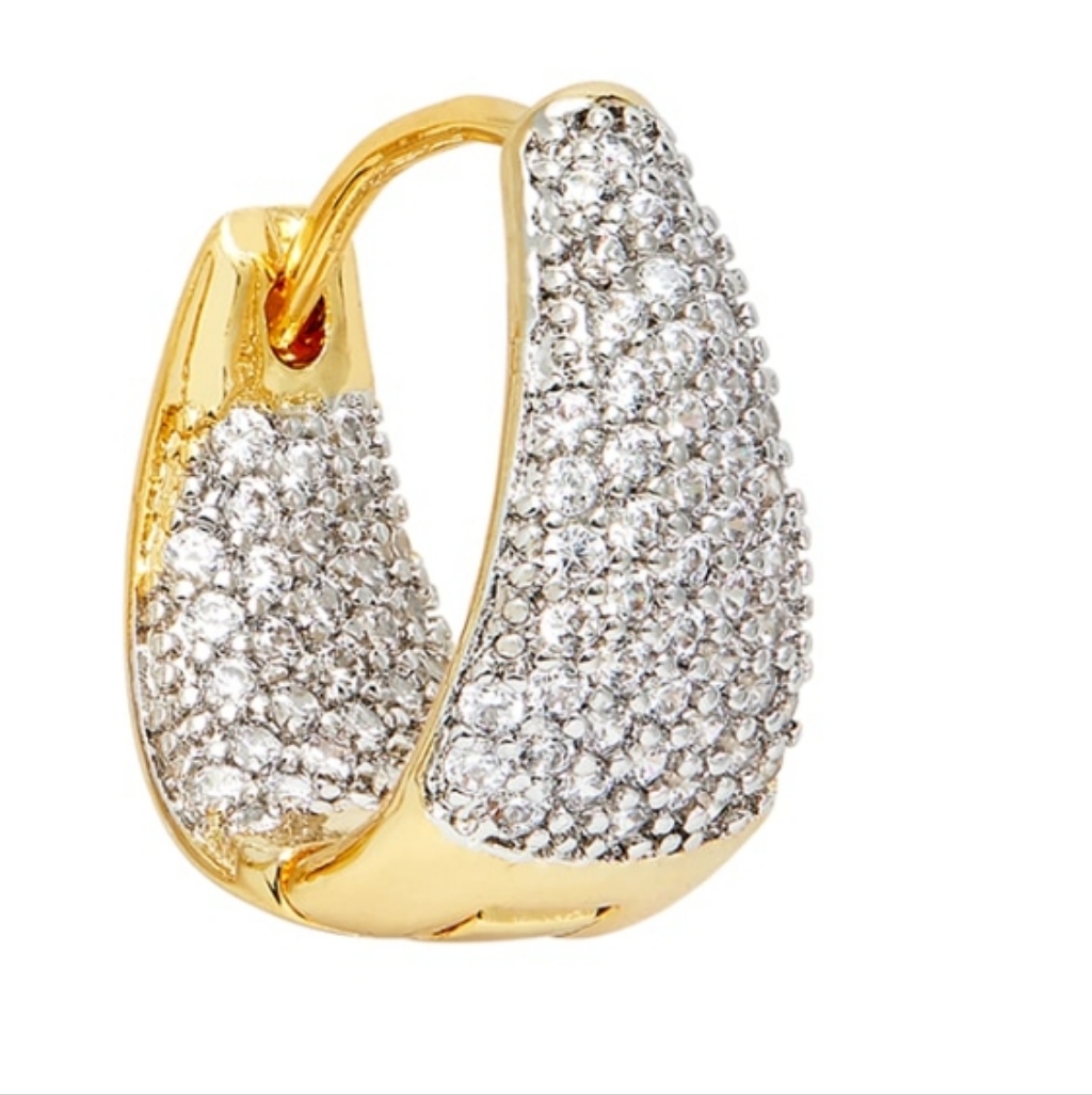 Fallon Cubic Zirconia Pave Mini Huggie Hoop Earring New